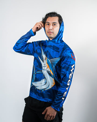 Blue Marlin Hooded Performance Shirt